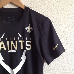 Nike Black Men Dri Fit New Orleans Saints Football Fleur De Lis Athletic Fit Tee